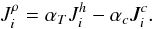 % subequation 1205 1 \begin{equation} \label{eq16} J_i^\rho =\alpha _T J_i^h -\alpha _c J_i^c . \end{equation}