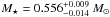 \hbox{$M_\star = 0.556^{+0.009}_{-0.014}~ M_\odot$}