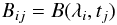 \begin{eqnarray} B_{ij} =B(\lambda_i,t_j) \end{eqnarray}