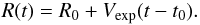 \begin{equation} R(t) = R_0 + V_{\rm exp} (t-t_0). \end{equation}