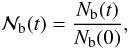 \begin{equation} \label{eq:nbin_norm} \Nbinnorm (t) = \frac{\Nbin (t)}{\Nbin (0)}, \end{equation}