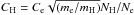 \hbox{$C_{\rm H} = C_{\rm e} \sqrt{(m_{\rm e}/m_{\rm H})} N_{\rm H}/N_{\rm e}$}