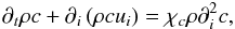 \appendix \setcounter{section}{1} \begin{equation} \partial _t \rho c+\partial _i \left(\rho cu_i \right)=\chi _c \rho \partial _i^2 c, \end{equation}