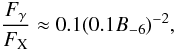 \begin{equation} \frac{F_{\gamma}}{F_{\mathrm{X}}} \approx 0.1 (0.1 B_{-6})^{-2}, \end{equation}