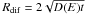 \hbox{$R_{\rm dif} = 2 \sqrt{D(E) t}$}