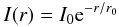 \begin{equation} I(r)=I_0 {\rm e}^{-r/r_0} \end{equation}