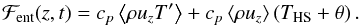 \begin{equation} \Fh(z,t) = c_p \left\langle \rho u_z T' \right\rangle + c_p\left\langle \rho u_z\right\rangle\left(T_{\text{HS}}+\theta\right). \end{equation}