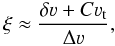 \appendix \setcounter{section}{1} \begin{equation} \xi \approx \frac{\delta \varv + C \varv_{\rm t}}{\Delta \varv}, \end{equation}