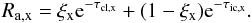 \begin{equation} R_{\rm a,x} = \xi_{\rm x} {\rm e}^{-\tau_{\rm cl,x}} + (1-\xi_{\rm x}) {\rm e}^{-\tau_{\rm ic,x}}. \label{Eq:Fow_1} \end{equation}
