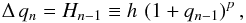 \begin{equation} \Delta \, q_n = H_{n-1}\equiv h\, \left(1+q_{n-1}\right)^p, \label{eq:poiss_it} \end{equation}