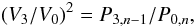 \begin{equation} \label{eq:v3} (V_{3}/V_{0})^2 = P_{3,n-1}/P_{0,n}, \end{equation}