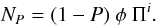 \begin{equation} N_P = (1-P) \ \phi \ \Pi^i. \end{equation}