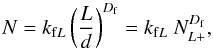 \appendix \setcounter{section}{1} \begin{equation} N = k_{{\rm f}L} \left( \frac{L}{d} \right)^{D_{\rm f}} = k_{{\rm f}L} \ N_{L+}^{D_{\rm f}}, \end{equation}