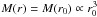 \hbox{$M(r)=M(r_0)\propto r_0^3$}
