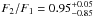 \hbox{$F_2/F_1 = 0.95_{-0.85}^{+0.05}$}