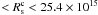 \hbox{$< R^{\rm c}_{\rm s} < 25.4 \times 10^{15}$}