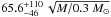 \hbox{$65.6^{+110}_{-46}\,\sqrt{\avg{M}/{0.3~M_{\sun}}}$}