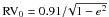 \hbox{${\rm RV}_0=0.91/\!\sqrt{1-e^2}$}