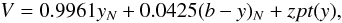 \begin{equation} V=0.9961y_N+0.0425(b-y)_N+zpt(y), \end{equation}