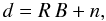 \begin{equation} \label{eq:d=RB+n} d = R\, B + n, \end{equation}