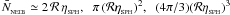 \hbox{$\;\bar{N}_{_{\rm NEIB}} \simeq 2\,{\cal R}\,\eta_{_{\rm SPH}},\;\; \pi\,({\cal R}\eta_{_{\rm SPH}})^2,\;\;(4\pi /3)({\cal R}\eta_{_{\rm SPH}})^3\,\,$}