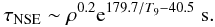 \begin{equation} \label{time-to-nse} \tau_{\mathrm{NSE}} \sim \rho^{0.2} {\rm e}^{179.7/T_9 - 40.5} \; \mathrm{s}. \end{equation}