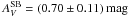 \hbox{$\AV^\mathrm{SB} = (0.70 \pm 0.11)\,\mathrm{mag}$}