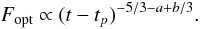 \begin{equation} F_{\rm opt} \propto (t-t_p)^{-5/3-a+b/3}. \label{nonLAE} \end{equation}