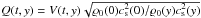 \hbox{$Q(t,y)=V(t,y)\sqrt{\varrho_{\rm 0} (0)c^2_{\rm s}(0)/\varrho_{\rm 0} (y)c^2_{\rm s}(y)}$}