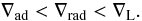 \begin{equation} \label{eqn:sc} \nabla_{\mathrm{ad}} < \nabla_{\mathrm{rad}} < \nabla_{\mathrm{L}}. \end{equation}