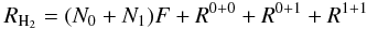 \begin{equation} {R}_{{\rm H_2}} = (N_0 + N_1)F + R^{0+0} + R^{0+1} + R^{1+1} \end{equation}