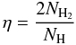 \begin{equation} \eta = \frac{2 N_{\rm H_2}}{N_{\rm H}} \end{equation}