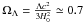 \hbox{$\Om_{\Lm} = \frac{\Lm c^2}{3 H_0^2} \simeq 0.7$}