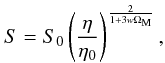 \appendix \setcounter{section}{1} \begin{equation} S = S_0 \left(\frac{\et}{\et_0} \right)^{\frac{2}{1 + 3 w \Om_{\rm M}}}, \end{equation}