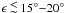 \hbox{$\epsilon \ltsim 15^{\circ}{-}20^{\circ}$}