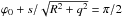 \hbox{$\varphi_0 + s/\sqrt{R^2 + q^2} = \pi/2$}