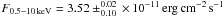 \hbox{$F_{\rm 0.5{-}10\,keV}=3.52\pm^{0.02}_{0.10}\,\times\,10^{-11}\,\ergscm$}