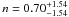 \hbox{$n=0.70^{+1.54}_{-1.54}$}