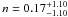 \hbox{$n= 0.17^{+1.10}_{-1.10}$}