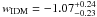 \hbox{$w_{{\rm IDM}}=-1.07^{+0.24}_{-0.23}$}