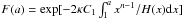 \hbox{$ F(a)={\rm exp} [-2 \kappa C_{1}\int_{1}^{a} x^{n-1}/{H(x)}{\rm d}x] $}