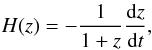 \begin{equation} H(z)=-\frac{1}{1+z}\frac{{\rm d}z}{{\rm d}t}, \end{equation}