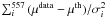 \hbox{$\sum_i^{557}{(\mu^{\rm data}-\mu^{\rm th})}/{\sigma^2_i}$}