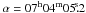 \hbox{$\alpha=07^{\rm h}04^{\rm m}05\fs2$}