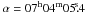 \hbox{$\alpha=07^{\rm h}04^{\rm m}05\fs4$}
