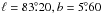 \hbox{$\ell = 83\fdg20, b =5\fdg60$}