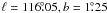 \hbox{$\ell = 116\fdg05, b = 1\fdg25$}