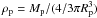 \hbox{$\rho_{\rm p} = M_{\rm p}/(4/3\pi R_{\rm p}^3)$}