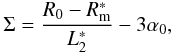 \begin{equation} \Sigma = \frac{R_0-R_{\mathrm m}^*}{L_2^*}-3\alpha_0, \label{eq:sigma} \end{equation}