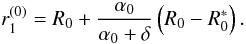 \appendix \setcounter{section}{2} \begin{equation} r_1^{(0)} = R_0 + \frac{\alpha_0}{\alpha_0+\delta}\left(R_0-R_0^*\right). \label{eq:soluz0} \end{equation}